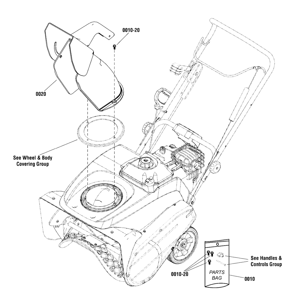 Chute Group - Remote Diagram and Parts List for 922S (1696162-00)(2012) Briggs and Stratton Snow Blower